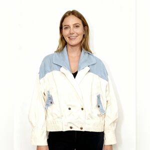 Source Unknown Women's Blue and Cream Utility Jacket